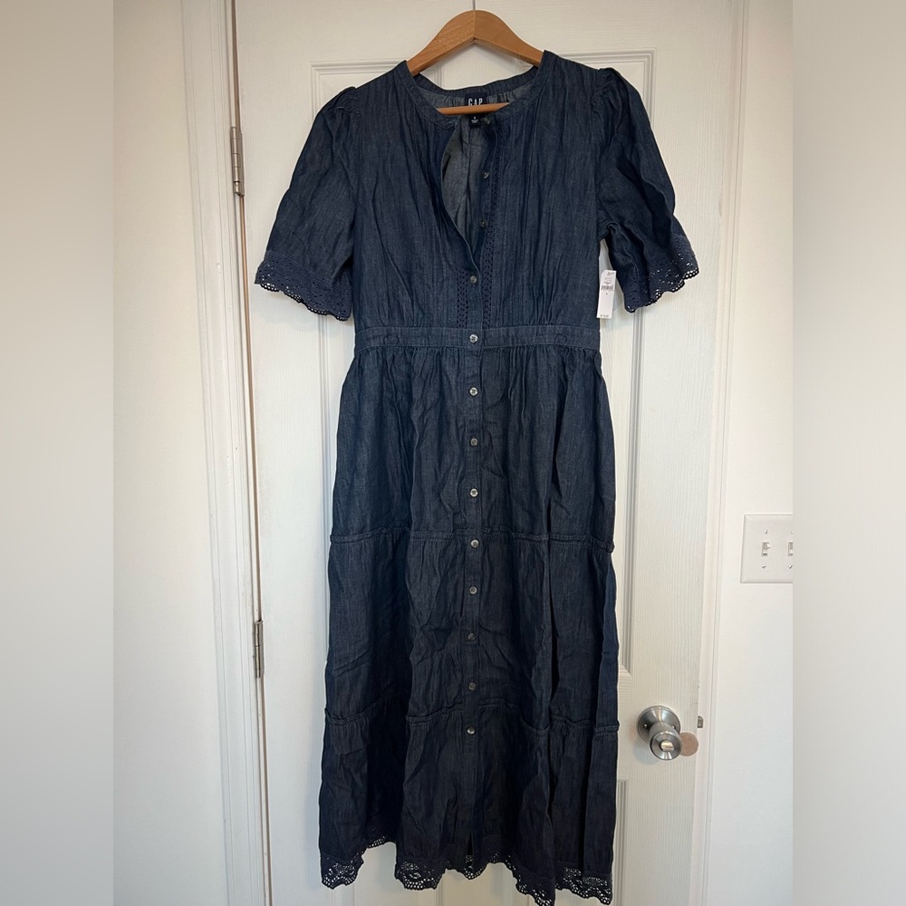 NWT GAP Lace Denim Midi Dress Size Small